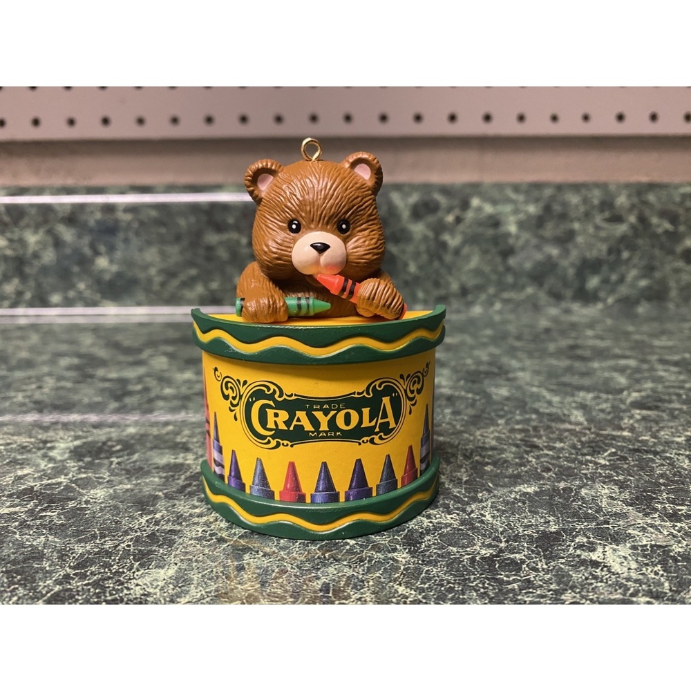 Vintage 1992 Crayola Christmas Ornament Teddy Bear & Crayons Binney & Smith